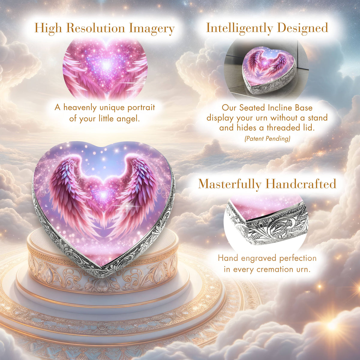 Eternal Elegance Urns for Babies Pink Angel Embrace Baby or Child Cremation Urn