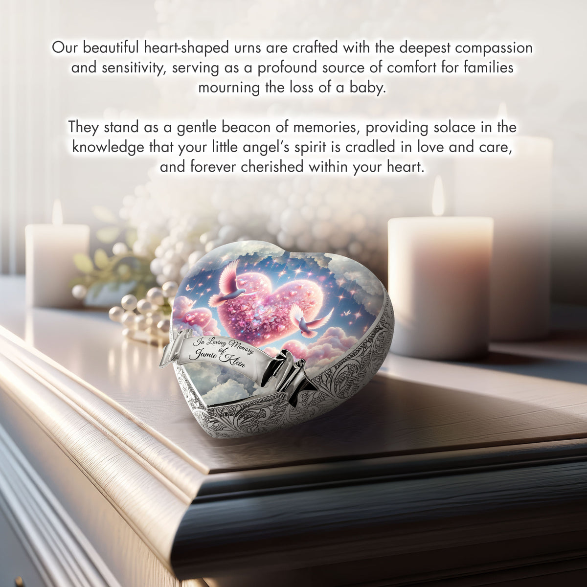 Eternal Elegance Urns for Babies Pink Holy Doves Baby or Child Cremation Urn