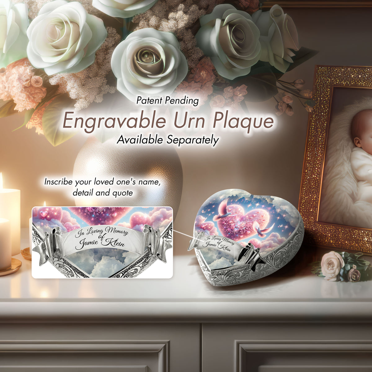 Eternal Elegance Urns for Babies Pink Holy Doves Baby or Child Cremation Urn