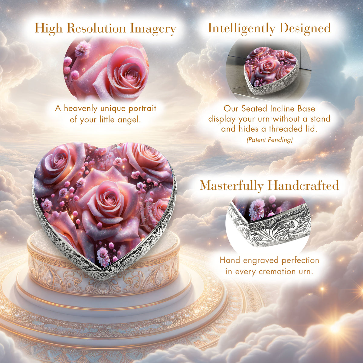 Eternal Elegance Urns for Babies Pink Roses Baby or Child Cremation Urn