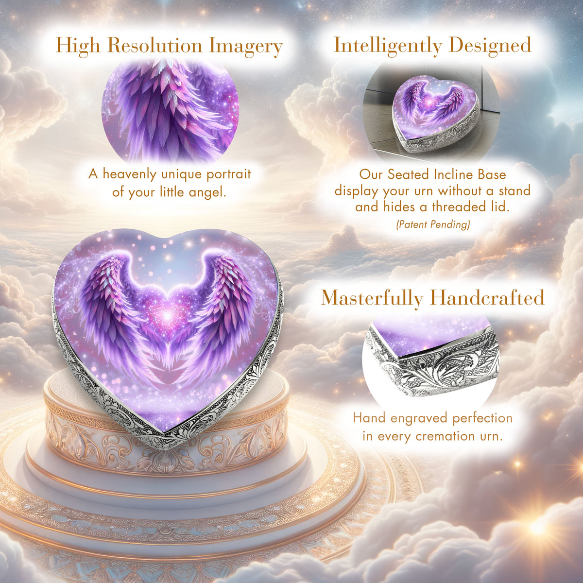 Eternal Elegance Urns for Babies Purple Angel Embrace Baby or Child Cremation Urn