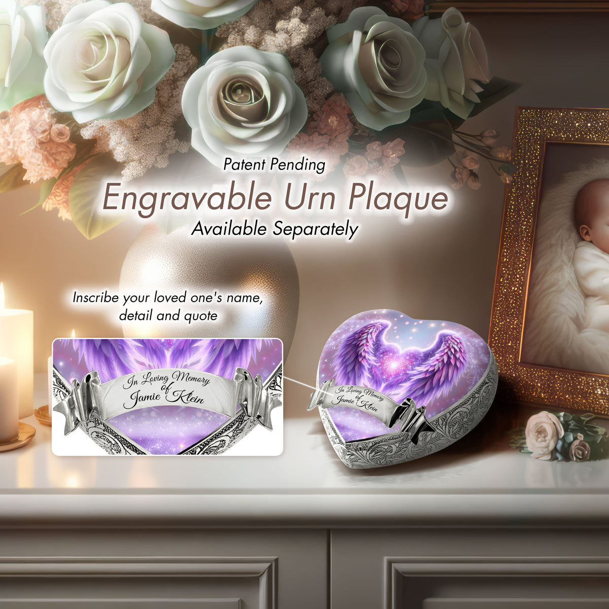 Eternal Elegance Urns for Babies Purple Angel Embrace Baby or Child Cremation Urn