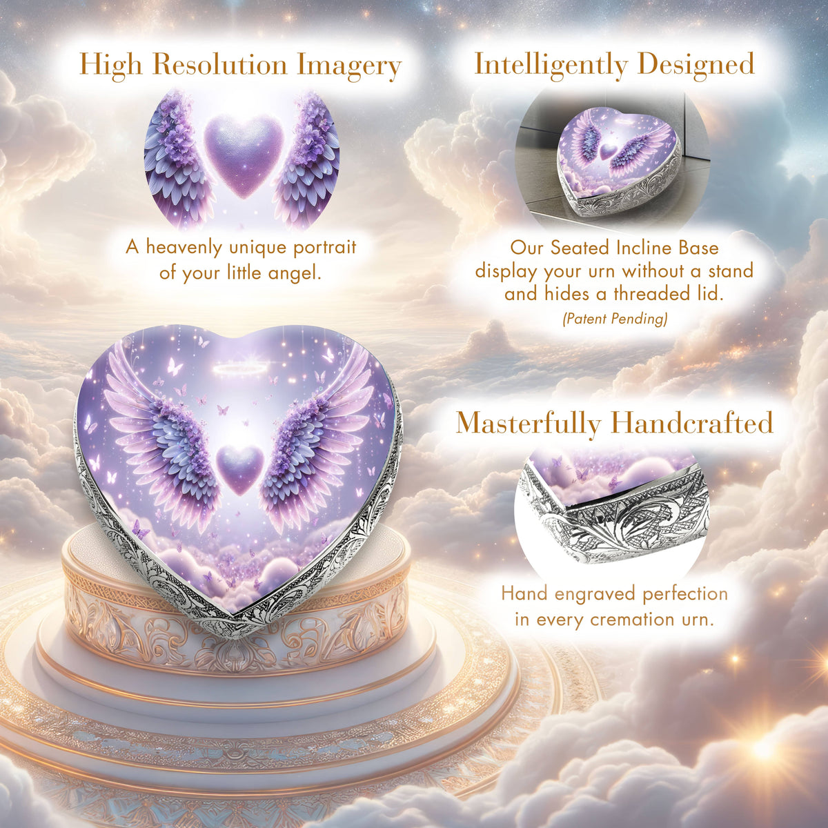 Eternal Elegance Urns for Babies Purple Free Angel Baby or Child Cremation Urn