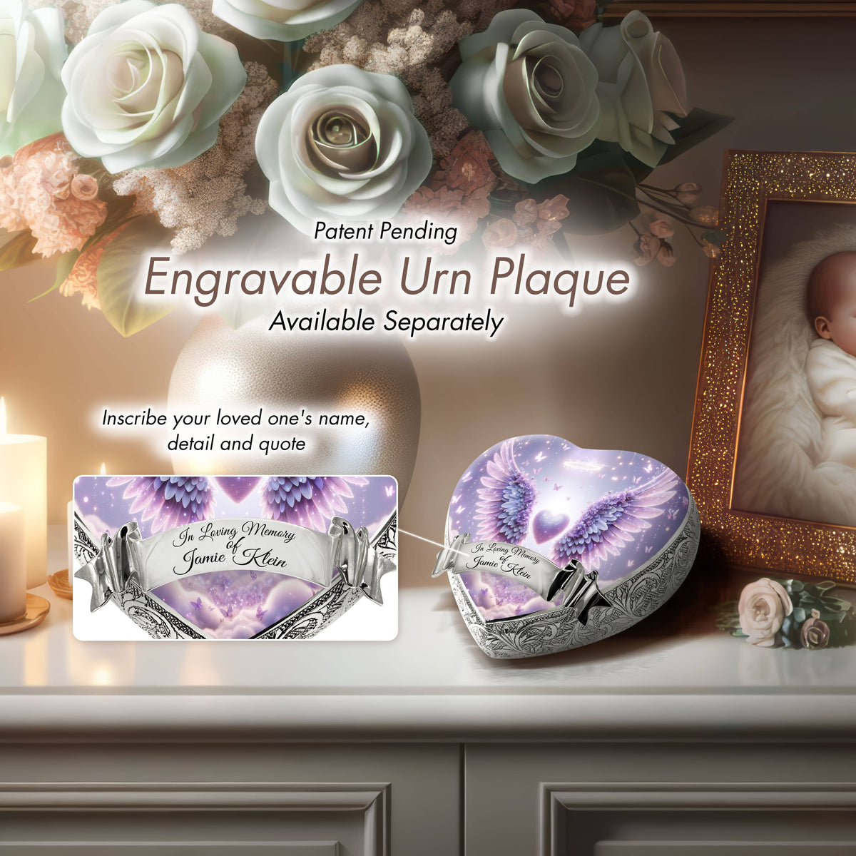 Eternal Elegance Urns for Babies Purple Free Angel Baby or Child Cremation Urn