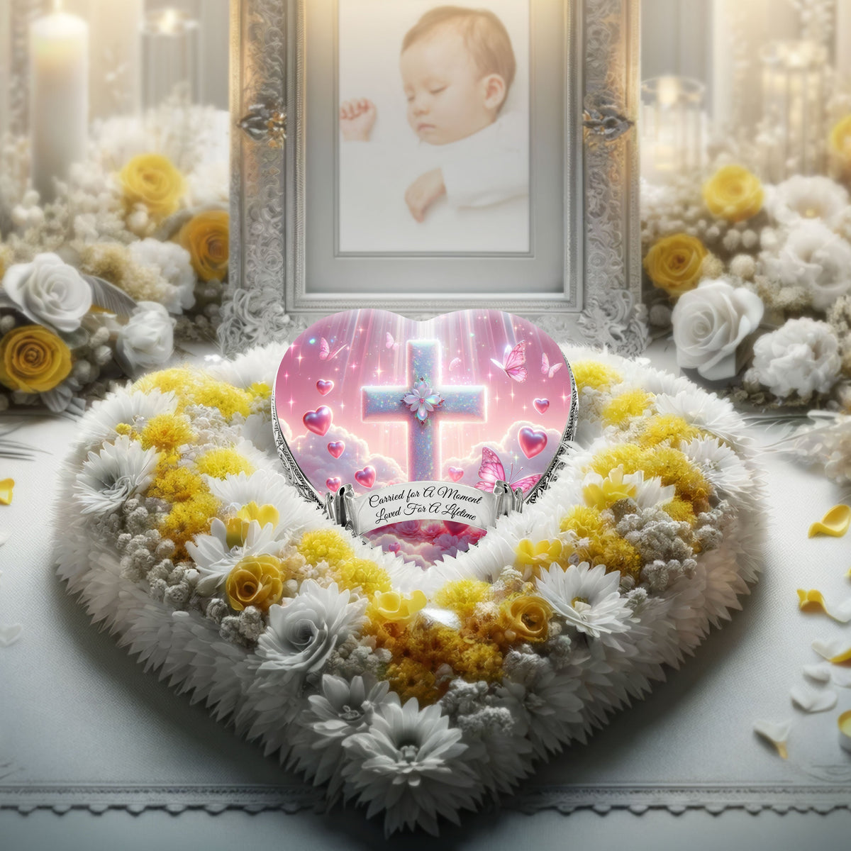 Eternal Elegance Urns for Babies Sacred Scenes Pink Cross Baby or Child Cremation Urn