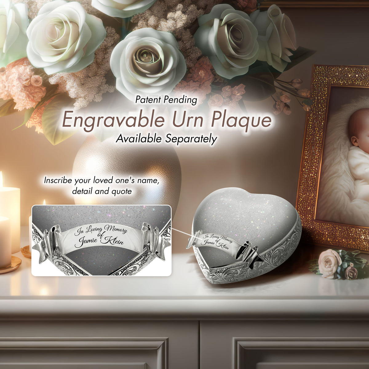 Eternal Elegance Urns for Babies Sparkly White Baby or Child Cremation Urn