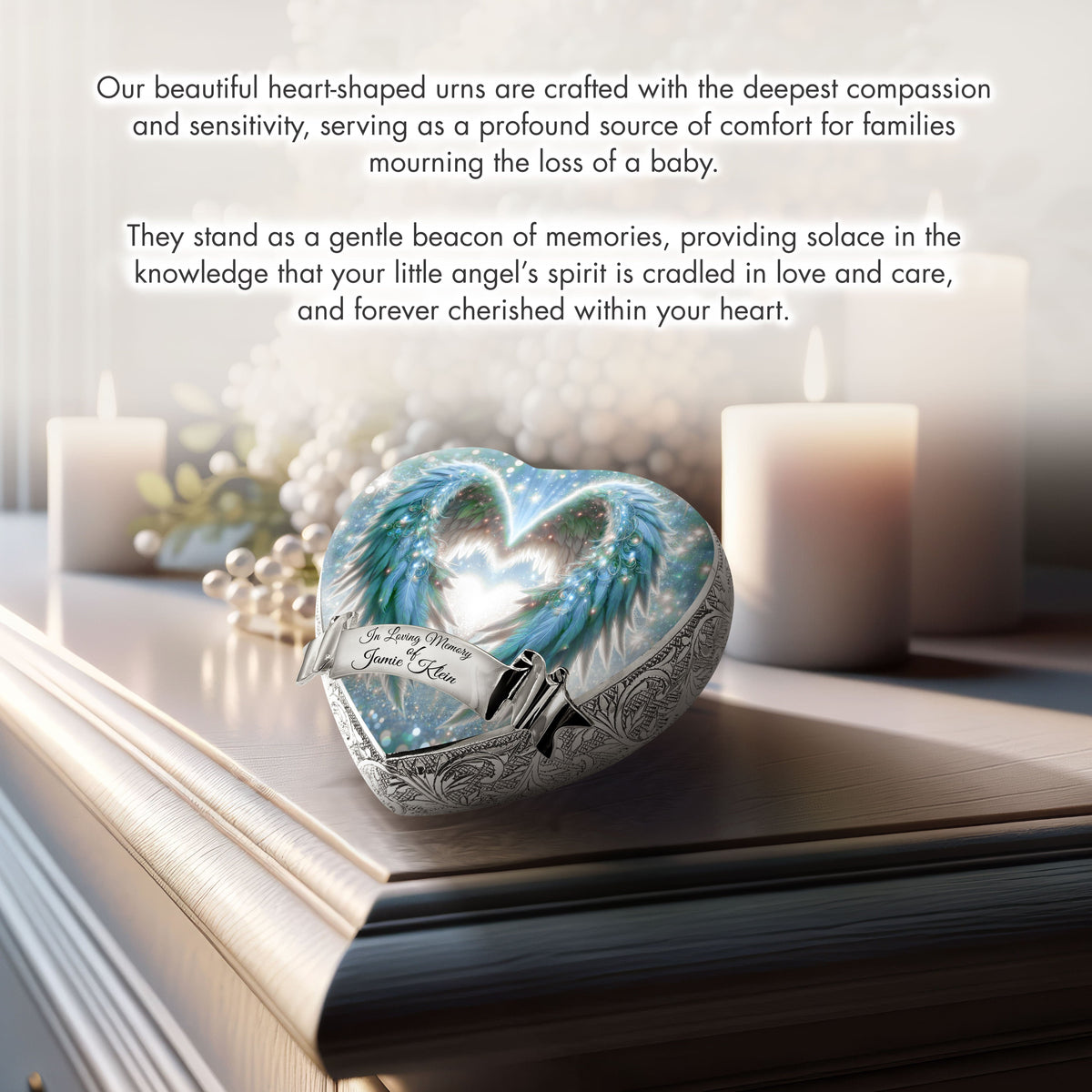 Eternal Elegance Urns for Babies Teal Angel Embrace Baby or Child Cremation Urn