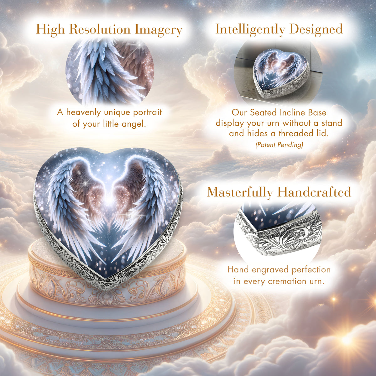 Eternal Elegance Urns for Babies White Angel Embrace Baby or Child Cremation Urn