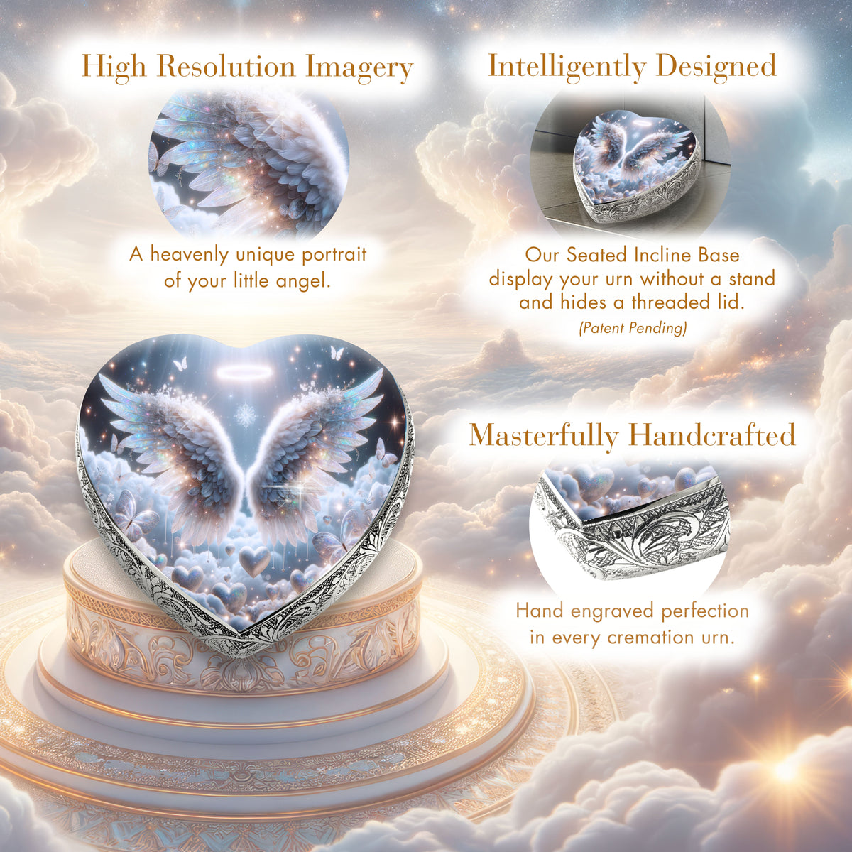 Eternal Elegance Urns for Babies White Free Angel Baby or Child Cremation Urn