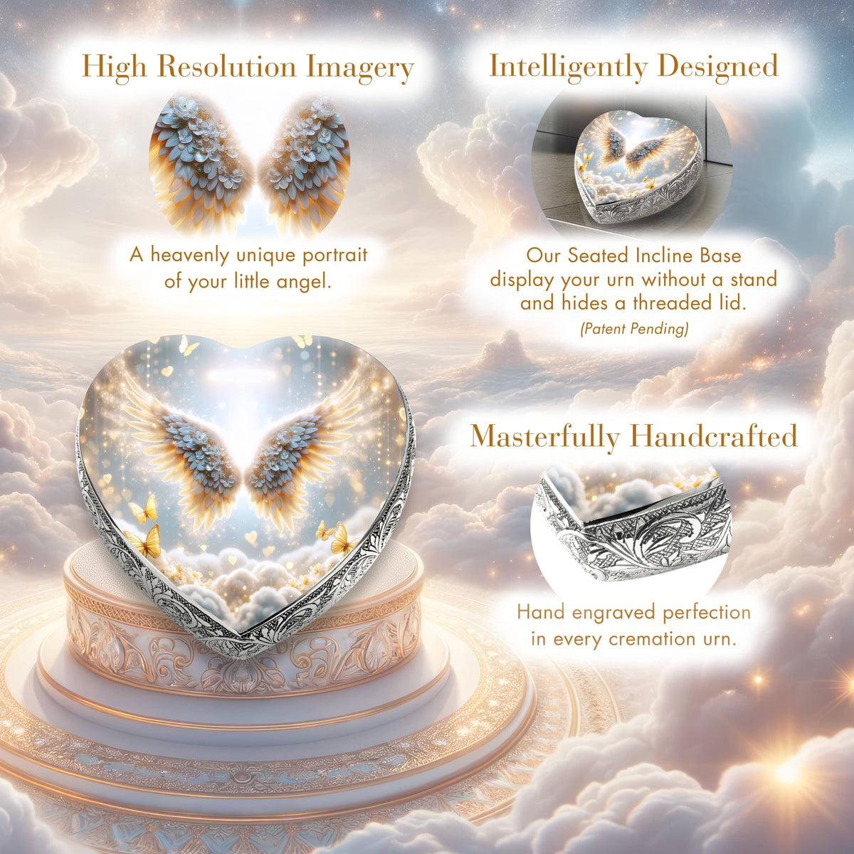 Eternal Elegance Urns for Babies Yellow Free Angel Baby or Child Cremation Urn