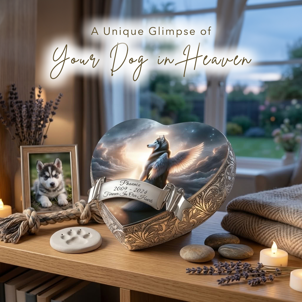 Siberian Husky Urn - Dog Urn - Rainbow Bridge Urn for Dog Ashes