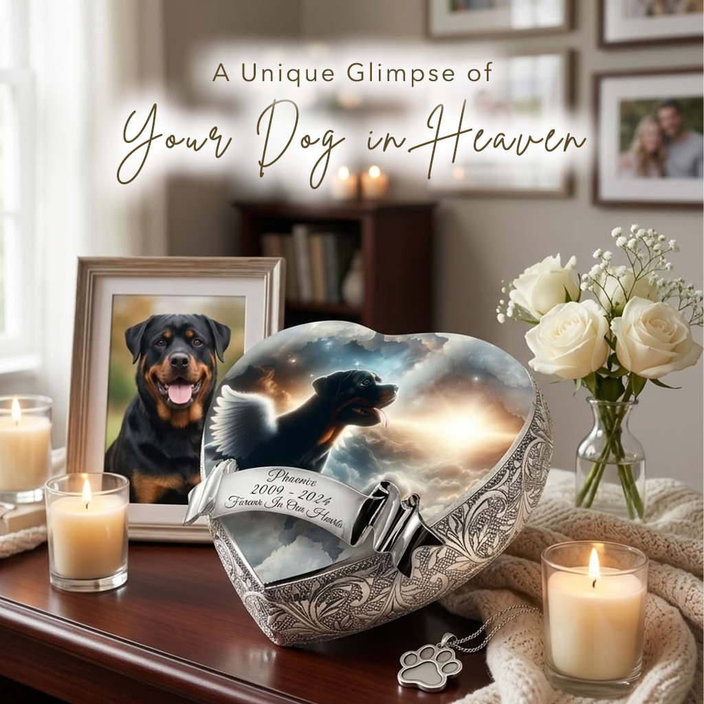 Rottweiler Urn - Dog Urn Rainbow Crossing Urn for Dog Ashes