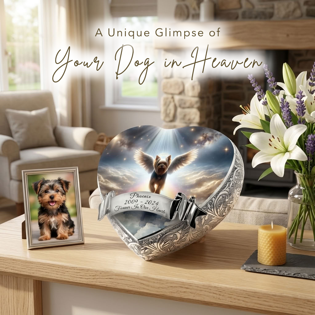Yorkie Urn - Dog Urn - Heavenly Glow Dog Urn