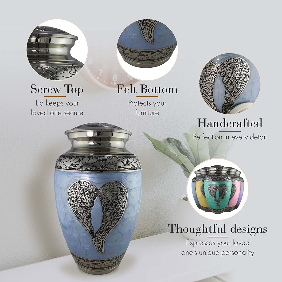 Commemorative Cremation Urns Home &amp; Garden Baby Blue Loving Angel Wings Cremation Urn