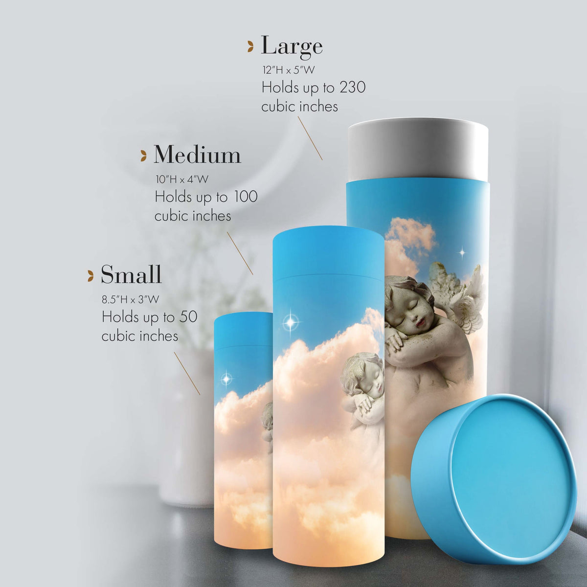 Commemorative Cremation Urns Angel of Mine - Biodegradable &amp; Eco Friendly Burial or Scattering Urn / Tube