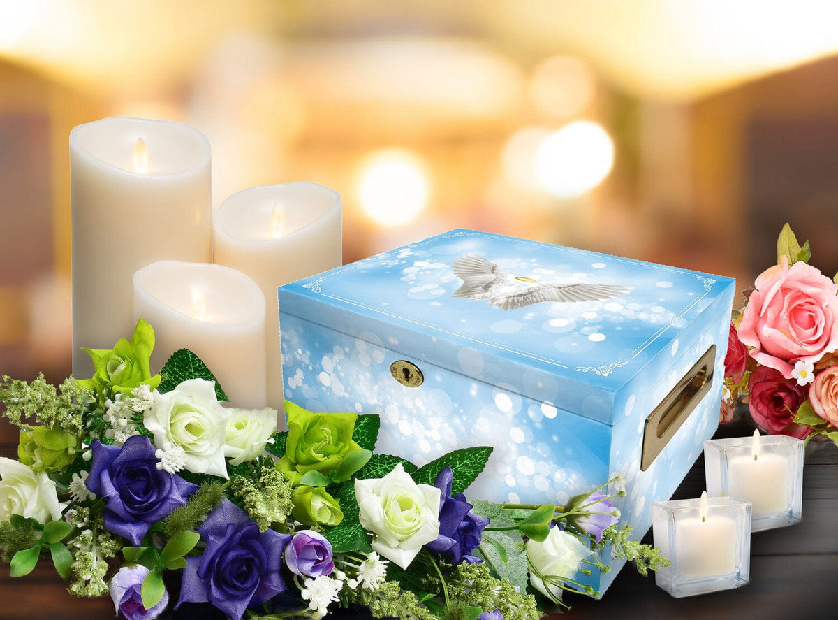 Commemorative Cremation Urns Angel of Mine (Blue) Memorial Collection Chest Cremation Urn