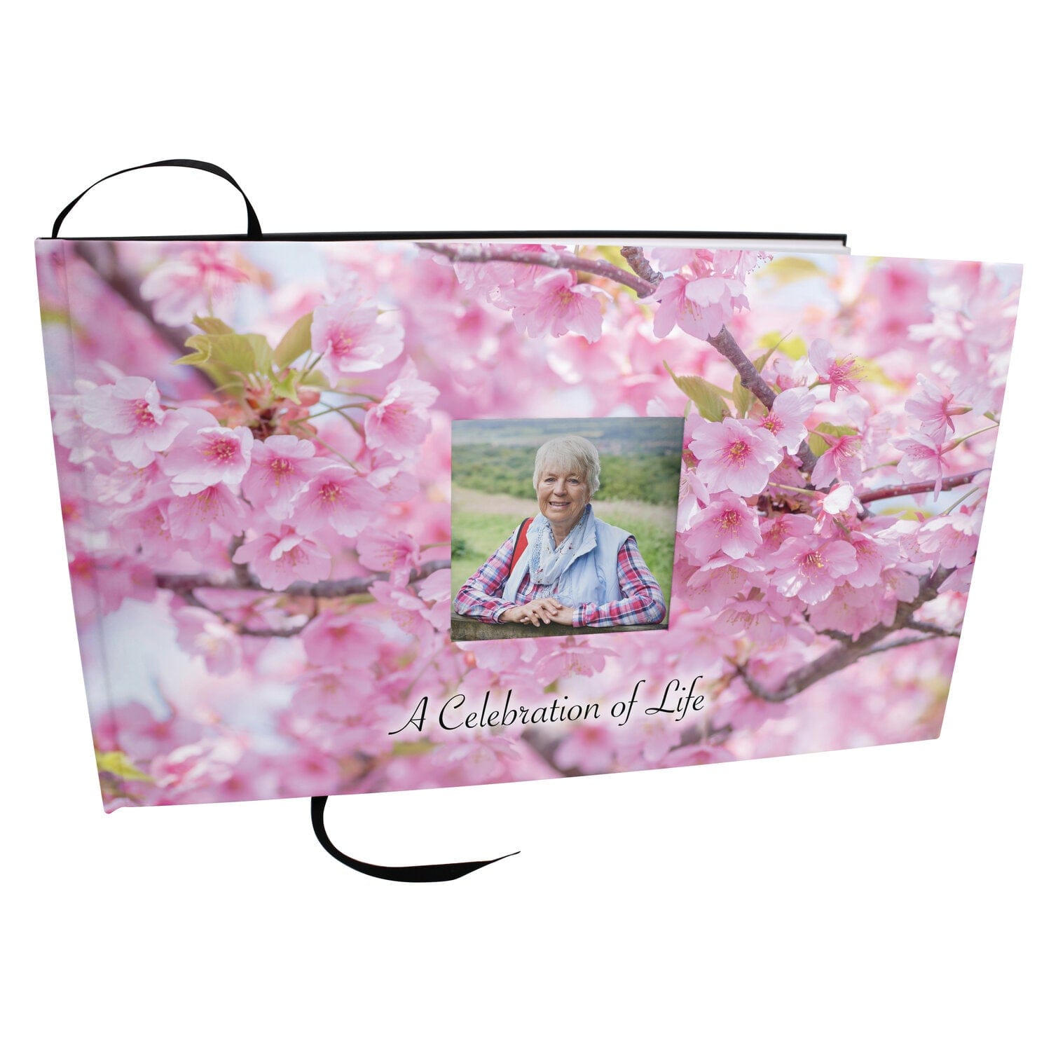 Commemorative Cremation Urns Cherry Blossom Matching Themed 'Celebration of Life' Guest Book for Funeral or Memorial Service
