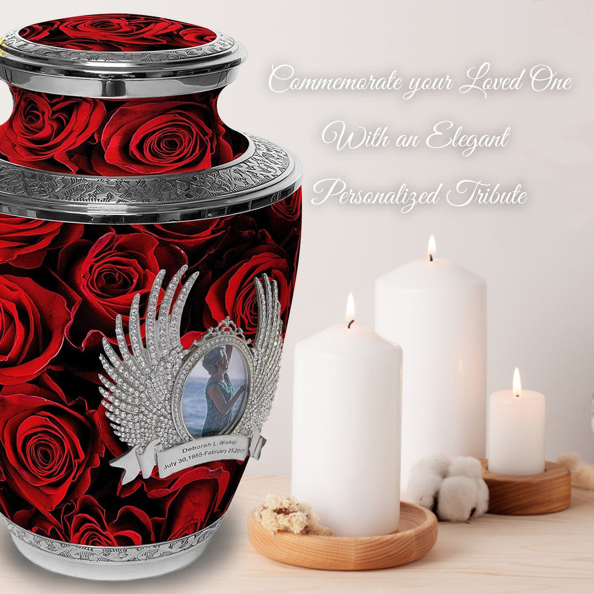 Commemorative Cremation Urns Crimson Rose Cremation Urns