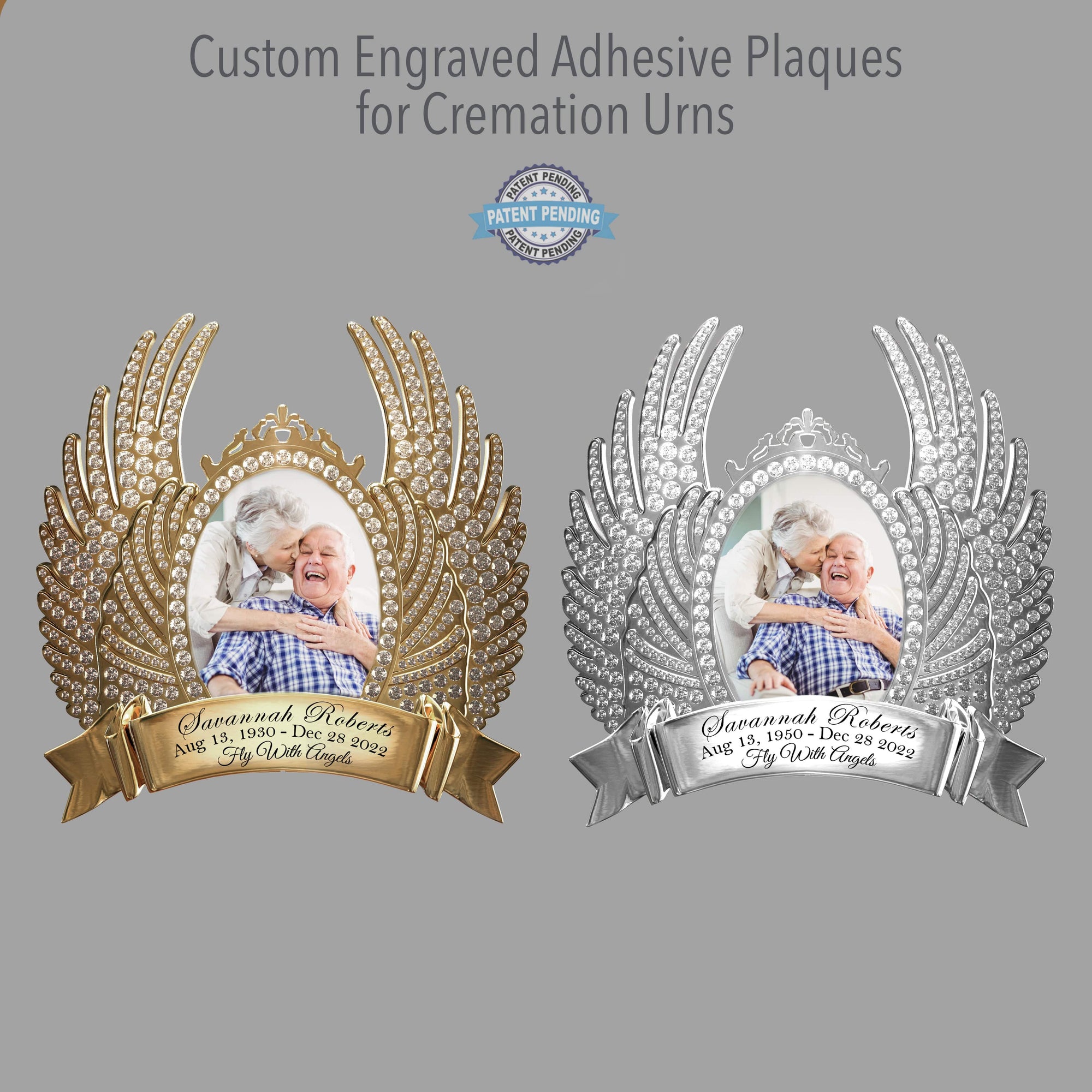 Commemorative Cremation Urns Custom Engraved Photo Plaque Custom Engraved Angel Photo Plaque