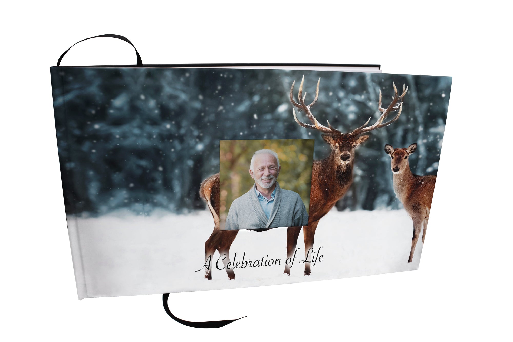 Commemorative Cremation Urns Deer Matching Themed 'Celebration of Life' Guest Book for Funeral or Memorial Service