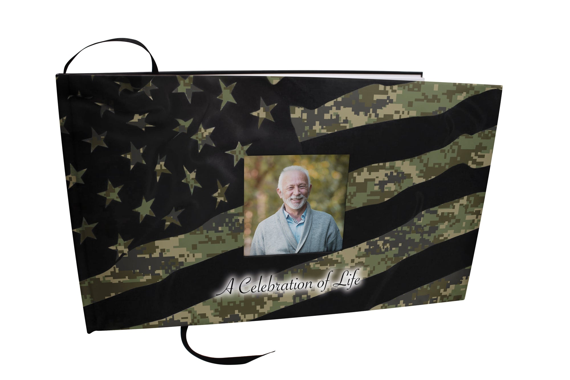 Commemorative Cremation Urns Digital Camouflage Matching Themed 'Celebration of Life' Guest Book for Funeral or Memorial Service