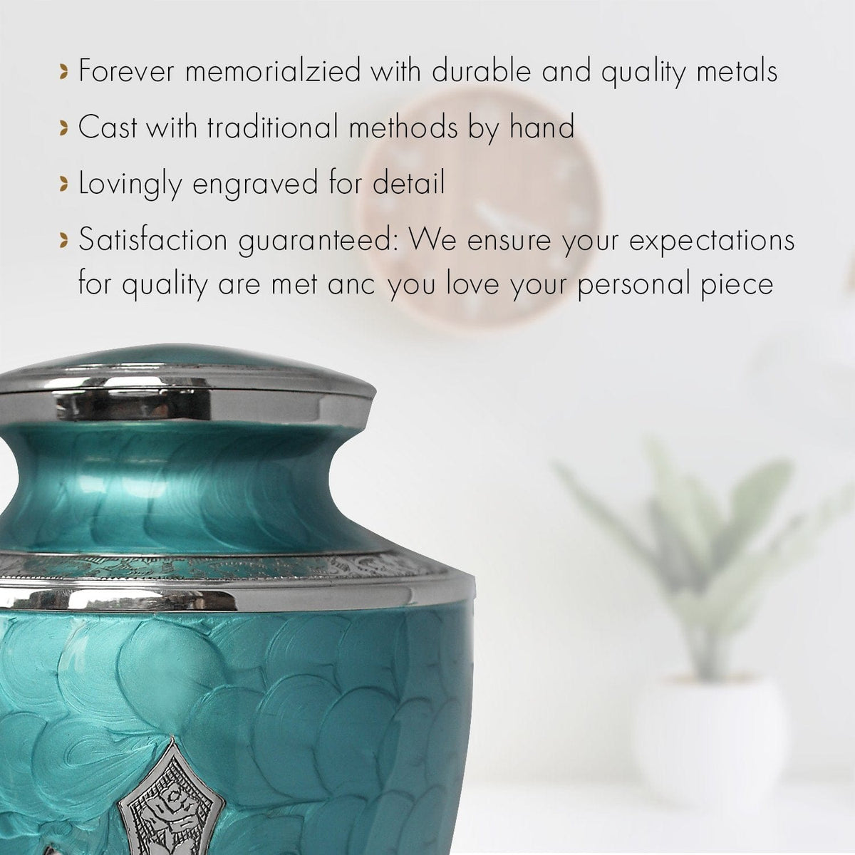 Commemorative Cremation Urns Glory to God Teal Cross Cremation Urn