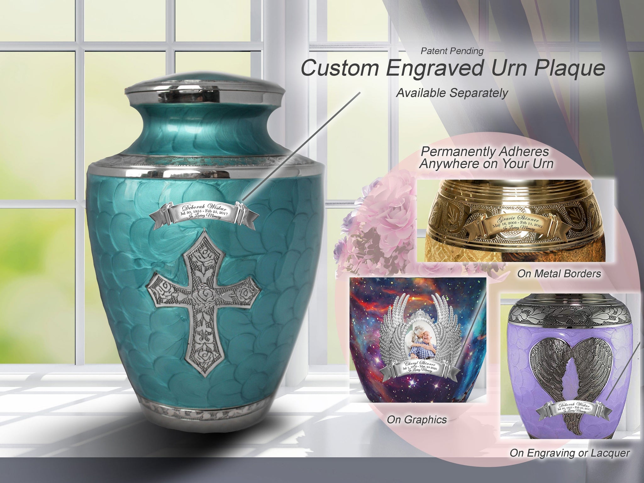 Glory to God Teal Cross Cremation Urns