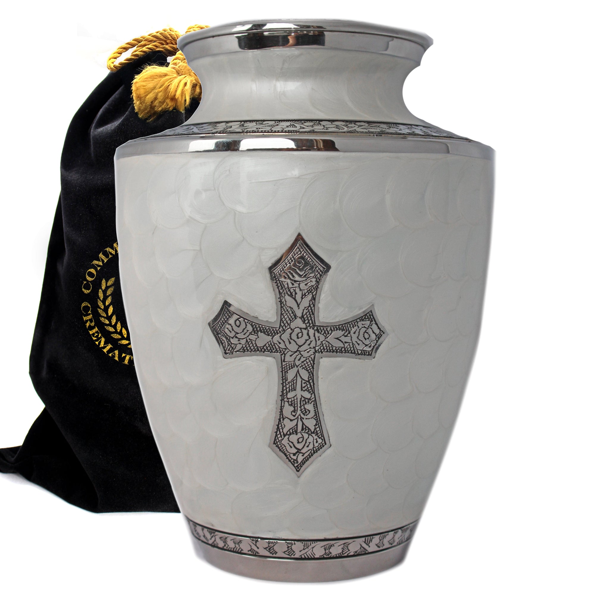 Commemorative Cremation Urns Glory to God White Cross Cremation Urn