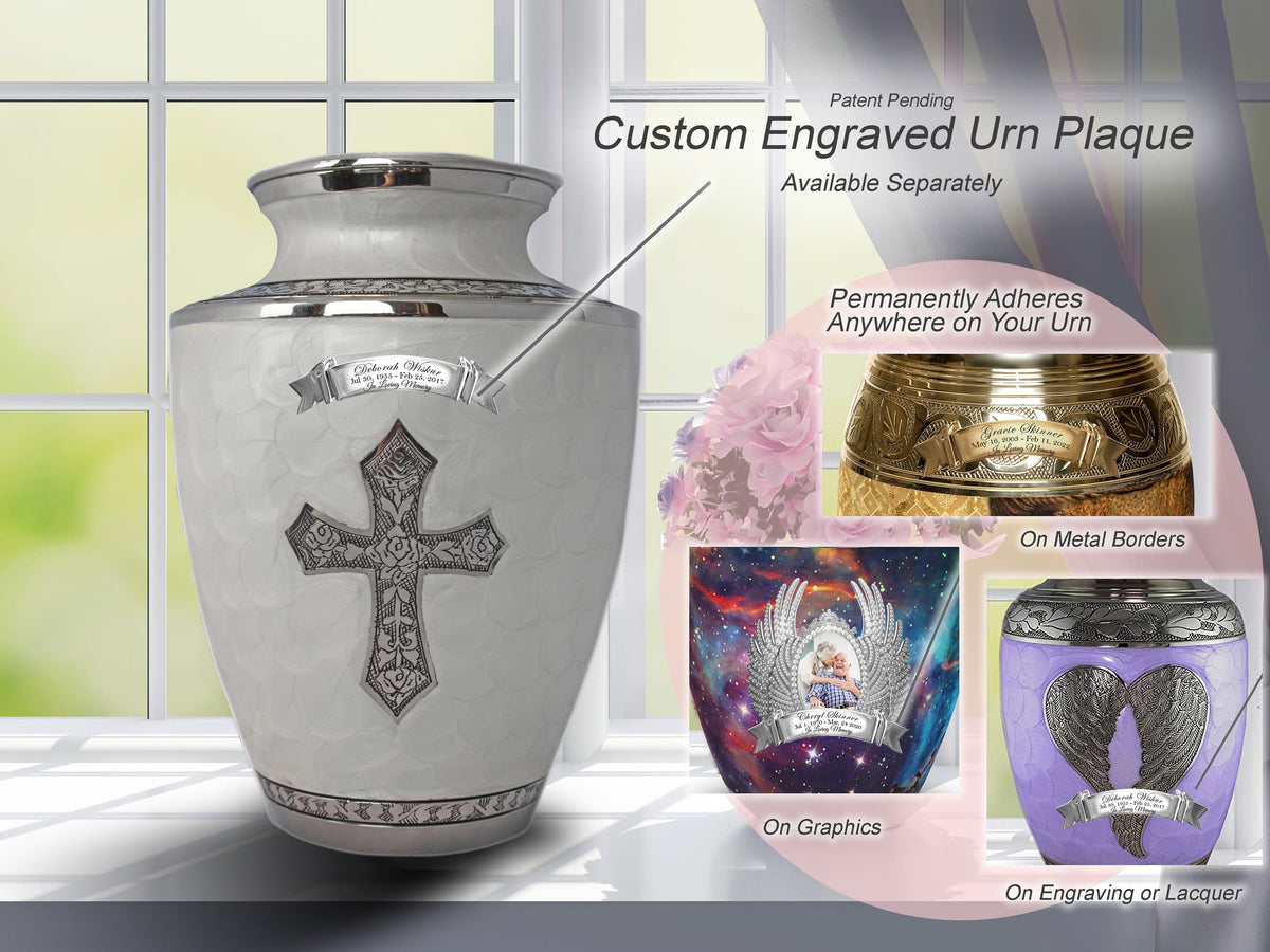 Commemorative Cremation Urns Glory to God White Cross Cremation Urns