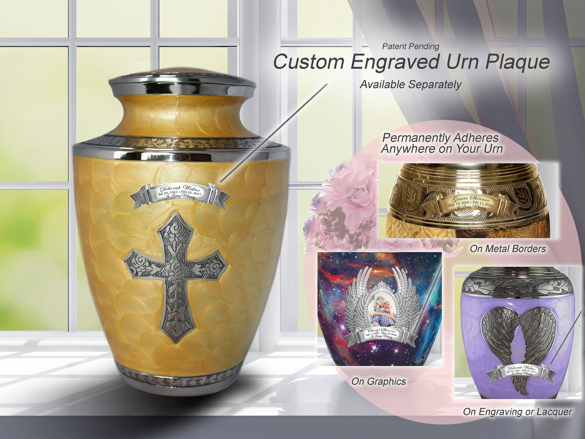 Commemorative Cremation Urns Glory to God Yellow Cross Cremation Urns