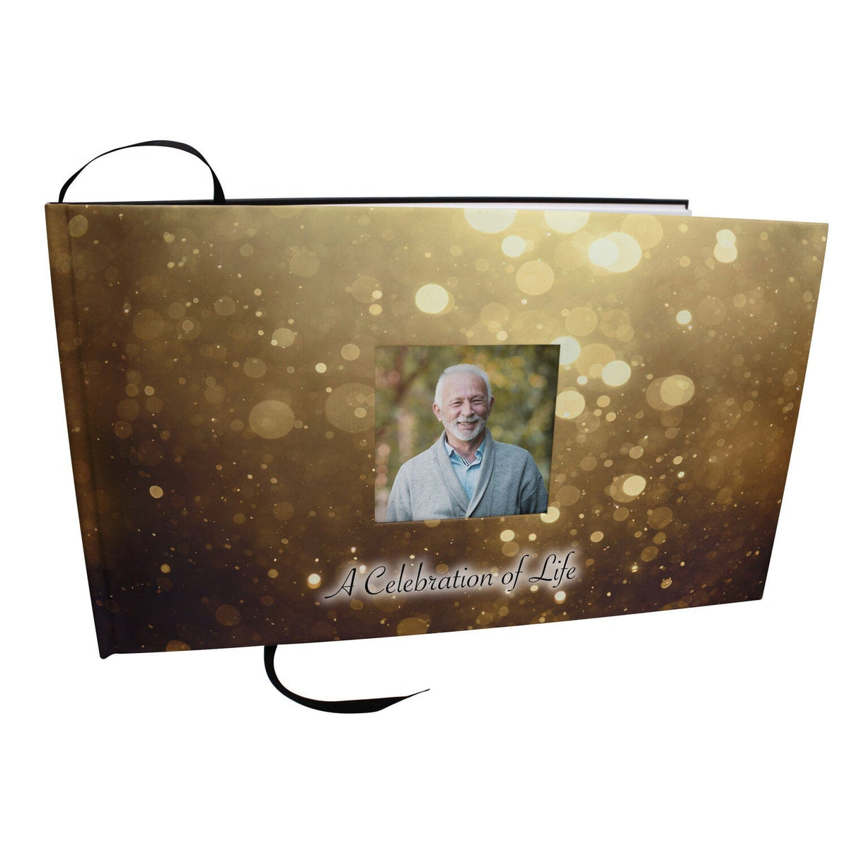 Commemorative Cremation Urns Gold Cross Matching Themed &#39;Celebration of Life&#39; Guest Book for Funeral or Memorial Service