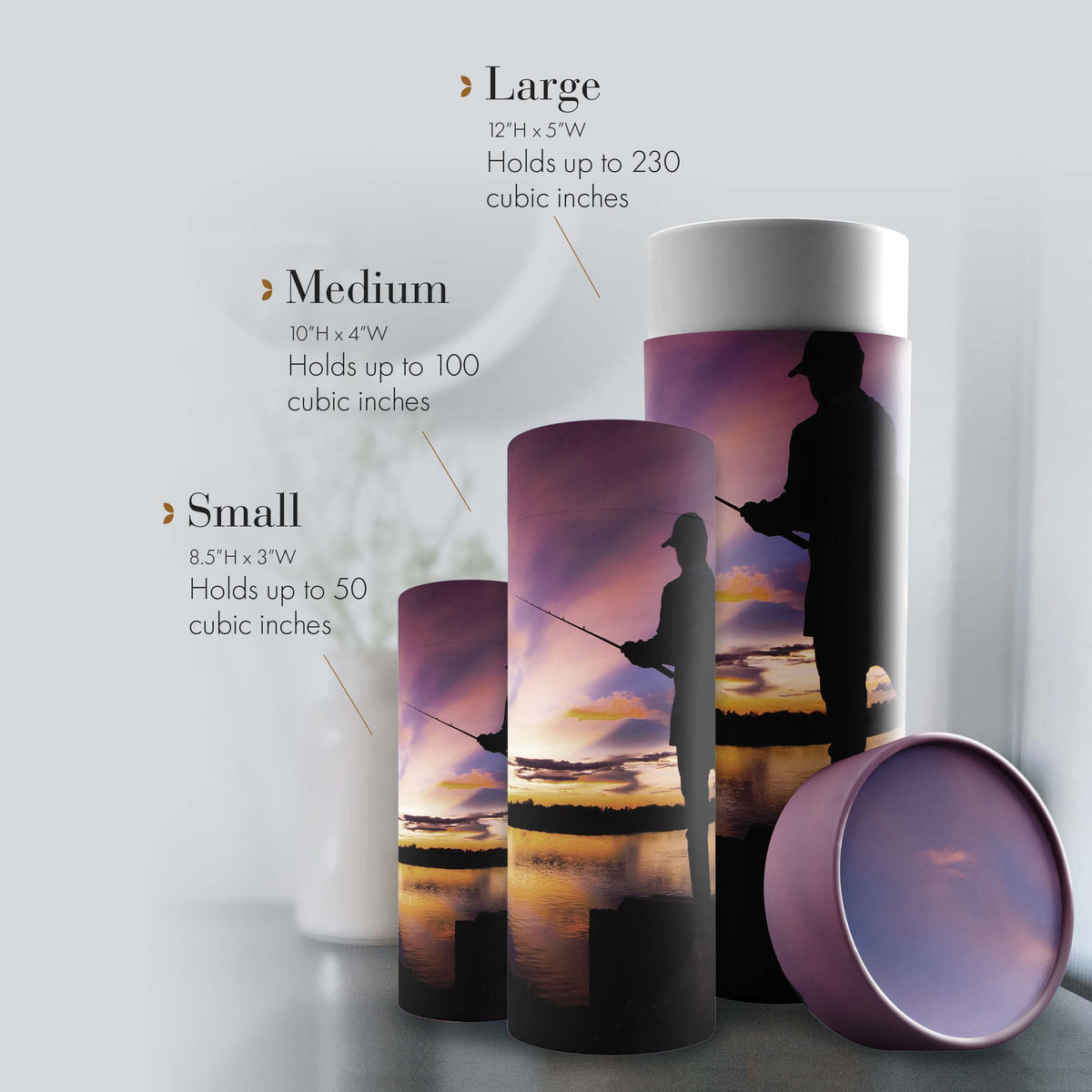 Commemorative Cremation Urns Gone Fishing Biodegradable &amp; Eco Friendly Burial or Scattering Urn / Tube