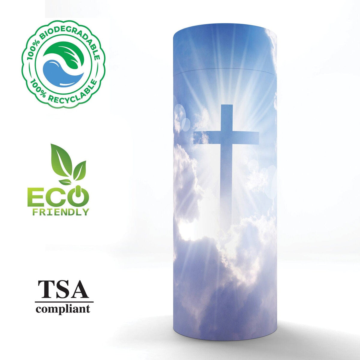 Commemorative Cremation Urns Heavenly Cross - Biodegradable &amp; Eco Friendly Burial or Scattering Urn / Tube
