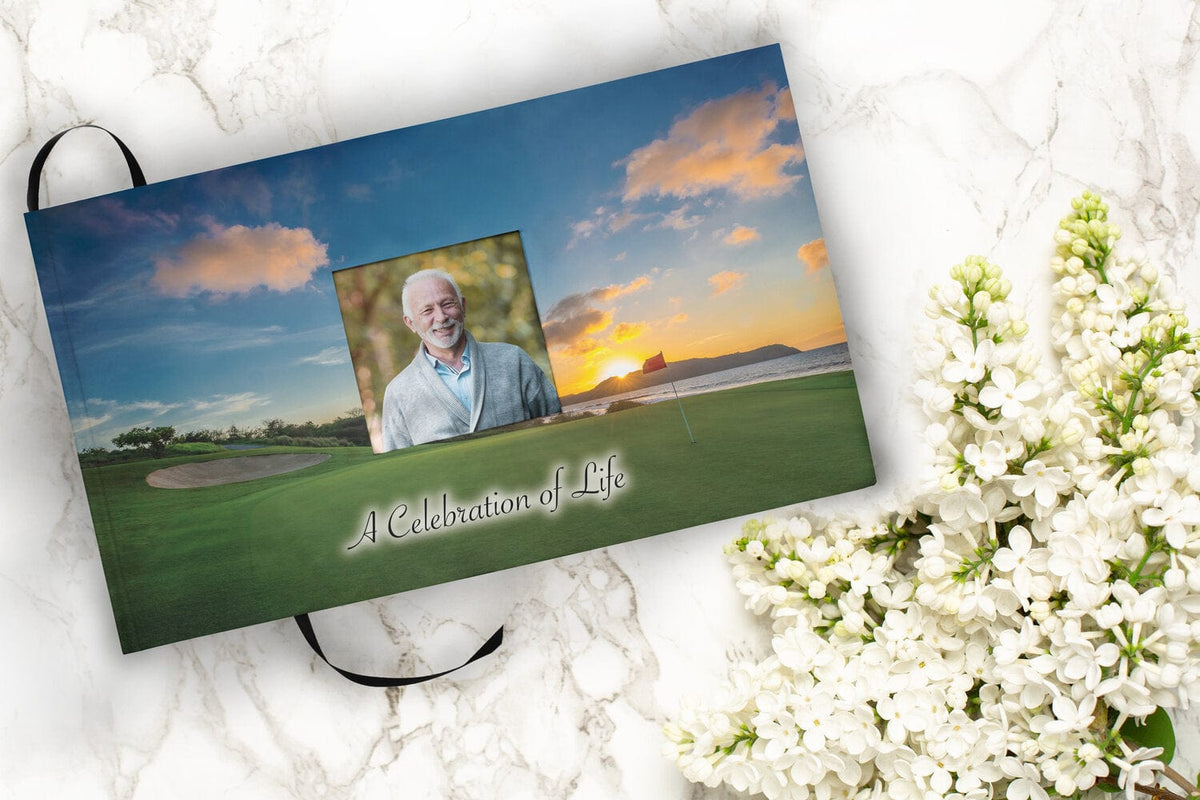 Commemorative Cremation Urns Home &amp; Garden 19th Hole Golf Matching Themed &#39;Celebration of Life&#39; Guest Book for Funeral or Memorial Service