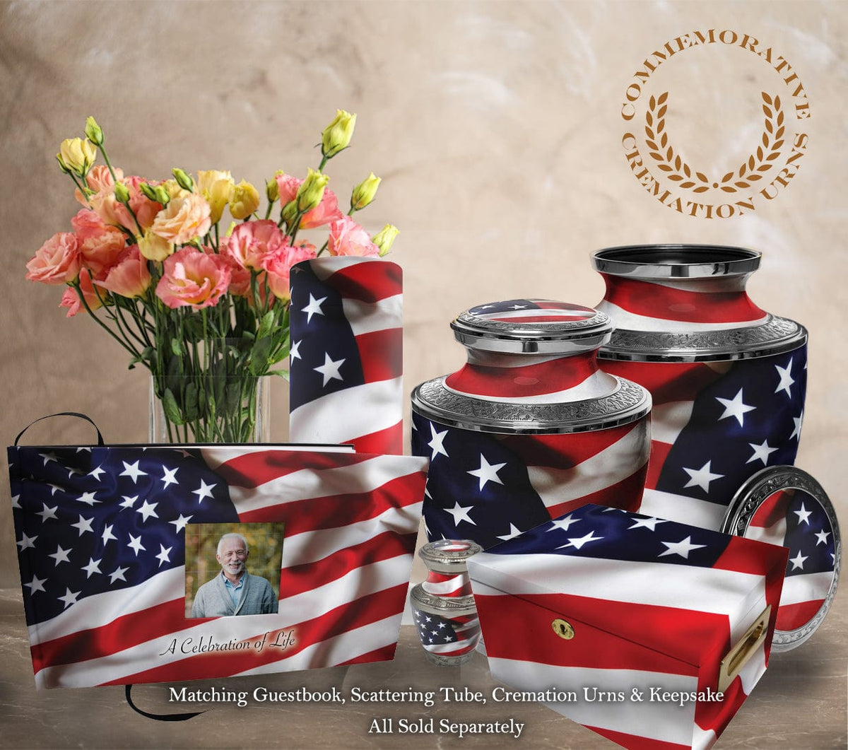 Commemorative Cremation Urns Home &amp; Garden American Flag Memorial Collection Chest Cremation Urn