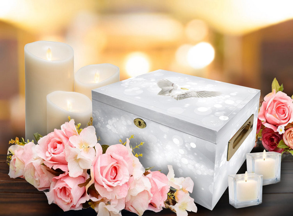 Commemorative Cremation Urns Home &amp; Garden Angel of Mine (White) Memorial Collection Chest Cremation Urn