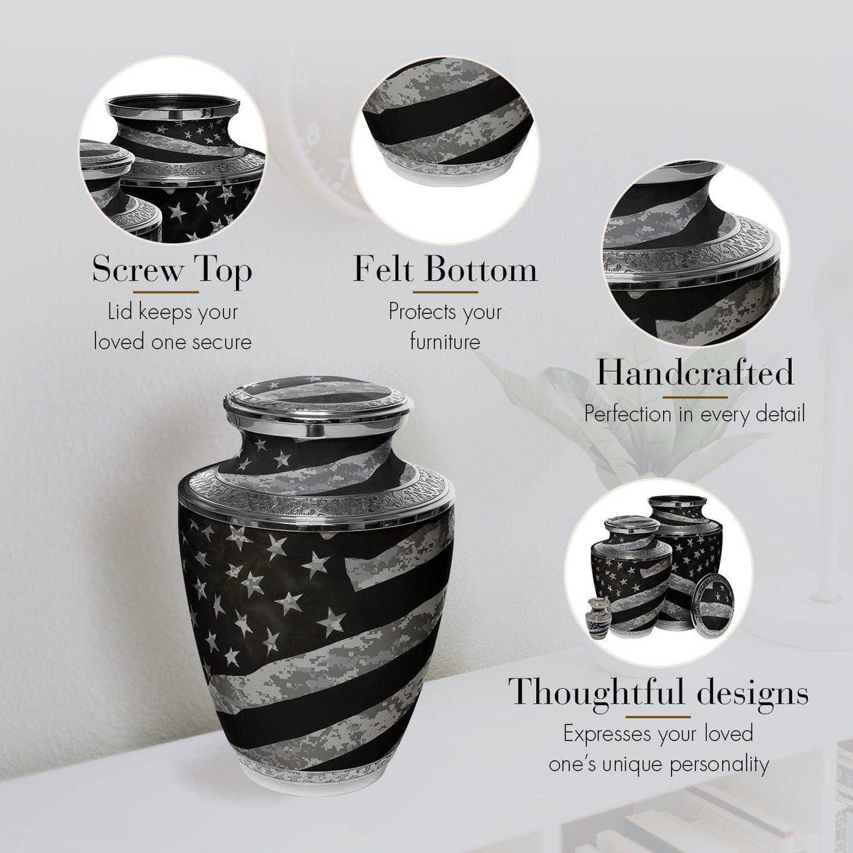 Commemorative Cremation Urns Home &amp; Garden Army UCP Flag Military Cremation Urn