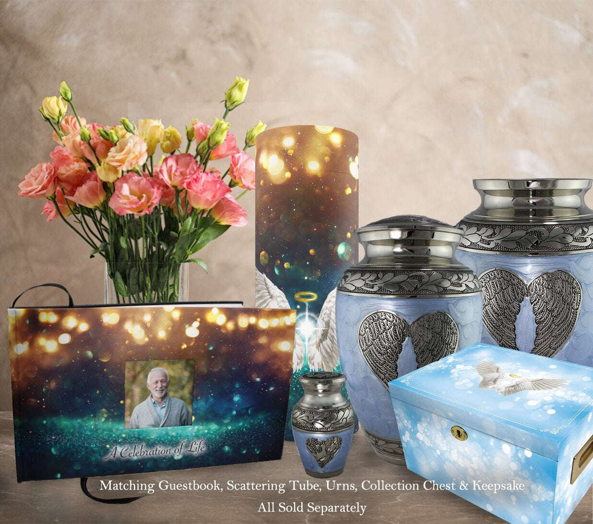 Commemorative Cremation Urns Home &amp; Garden Baby Blue Loving Angel Wings Cremation Urn