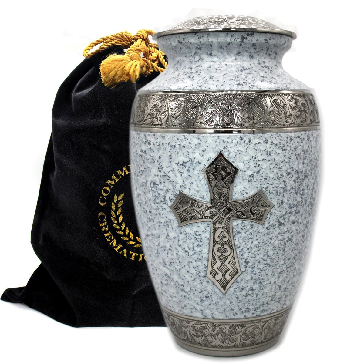 Commemorative Cremation Urns Home &amp; Garden Large Love of Christ Speckled White Cremation Urn