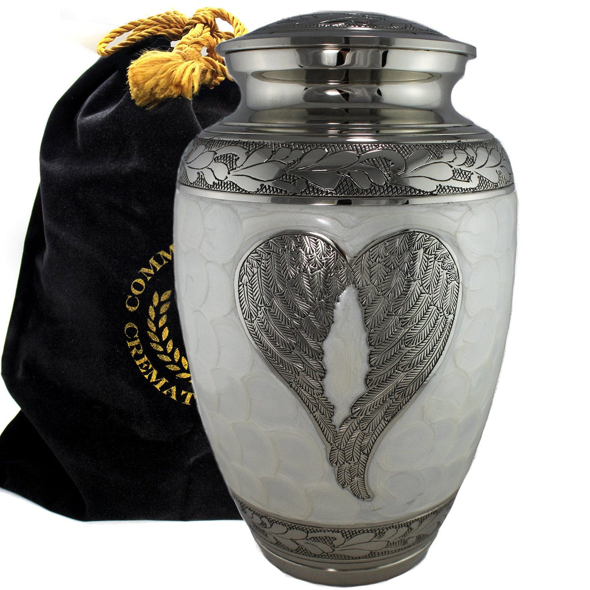 Commemorative Cremation Urns Home &amp; Garden Large Loving Angel Wings - White Cremation Urn