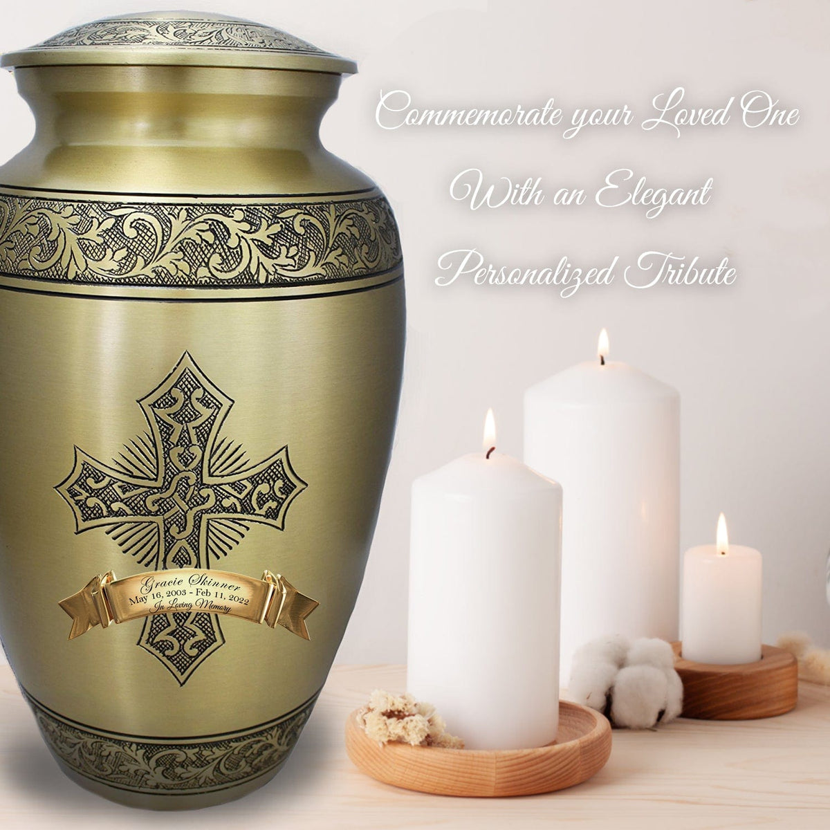 Commemorative Cremation Urns Home &amp; Garden Love of Christ Gold Cross Cremation Urns