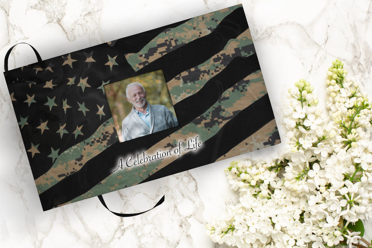 Commemorative Cremation Urns Home &amp; Garden Matching Funeral Guest Book Marine Woodland Flag Military Cremation Urn