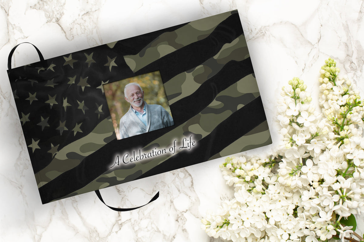 Commemorative Cremation Urns Home &amp; Garden Matching Funeral Guest Book Traditional Camouflage Flag Military Cremation Urn