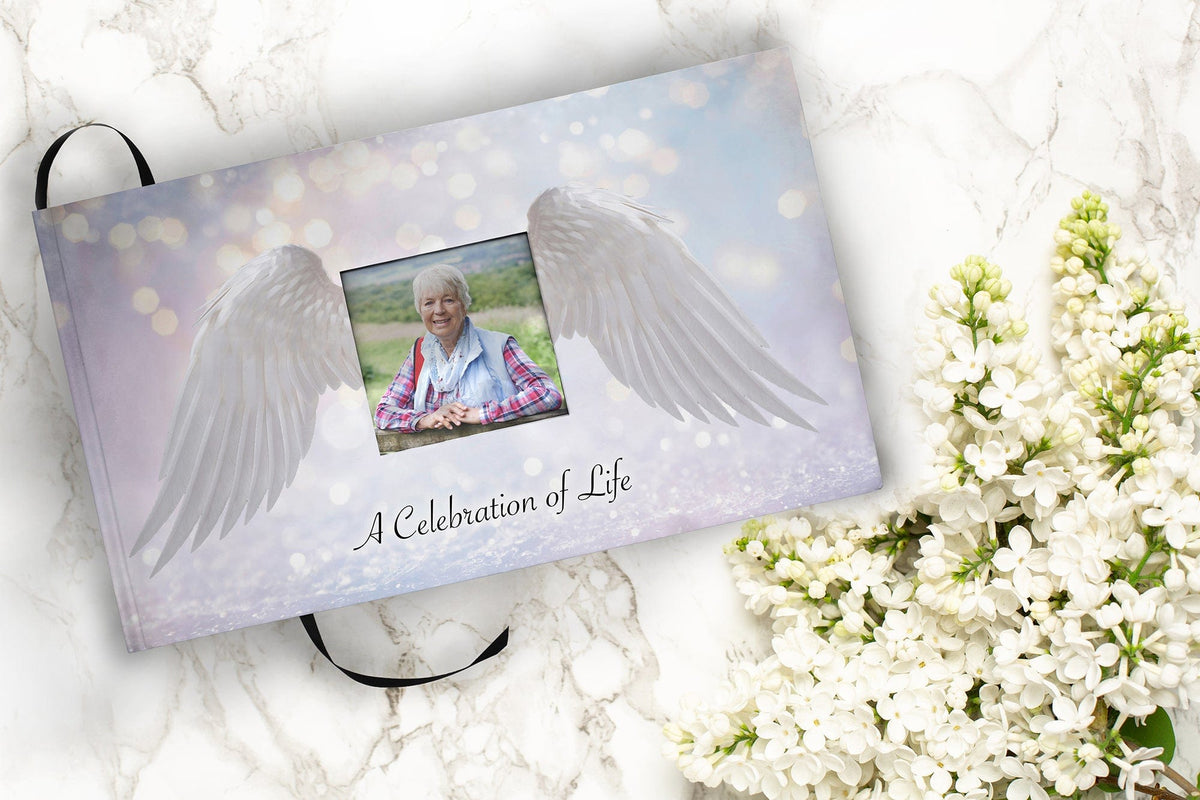 Commemorative Cremation Urns Home &amp; Garden Matching Guestbook Loving Angel Wings - White Cremation Urn
