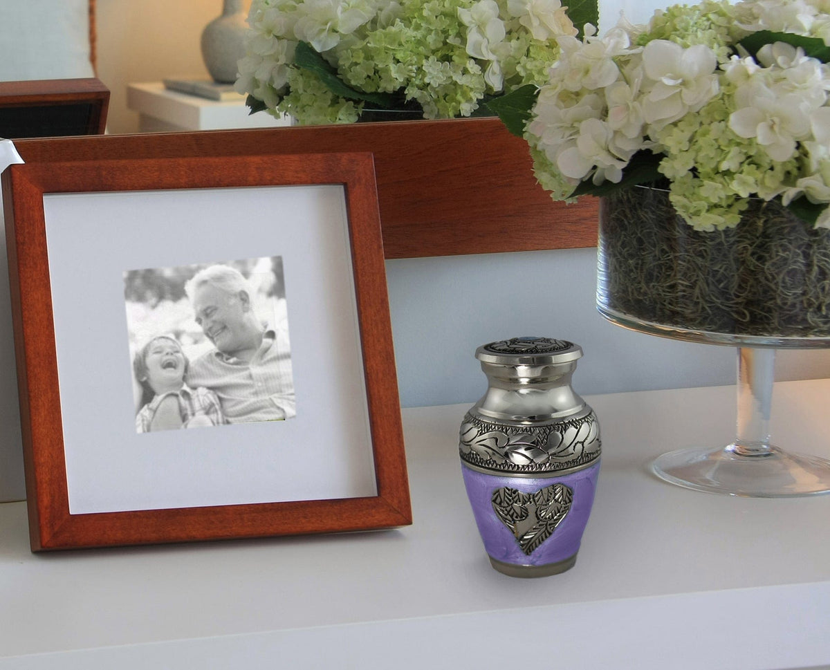 Commemorative Cremation Urns Keepsake Set of 4 Lilac Loving Angel Cremation Urn