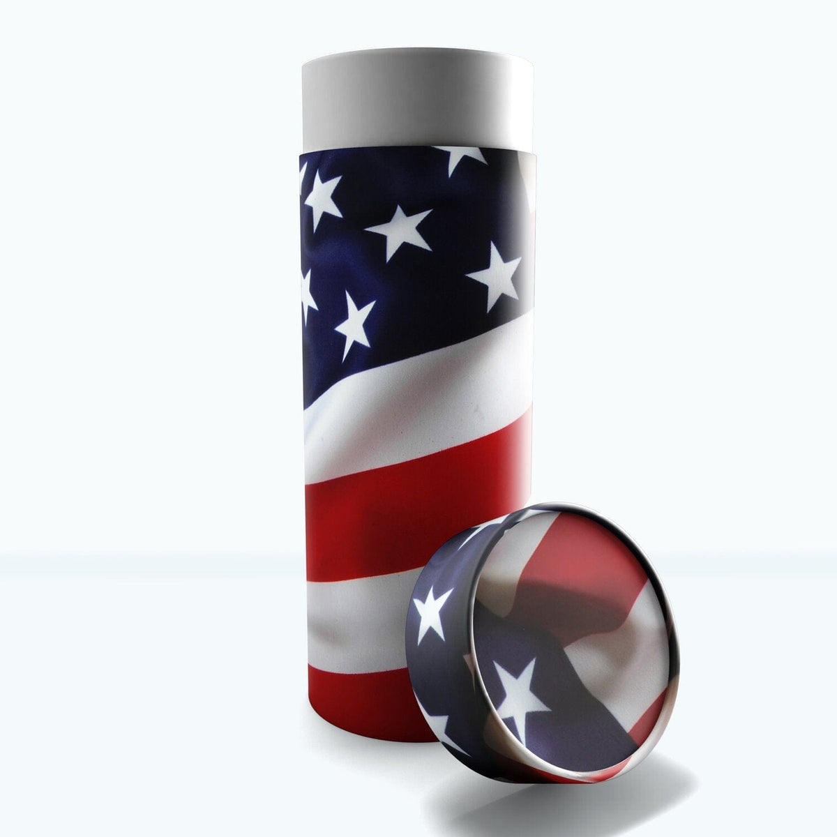Commemorative Cremation Urns LARGE  12 x 5 - Holds up to 230 cubic inches American Flag - Biodegradable &amp; Eco Friendly Burial or Scattering Urn / Tube