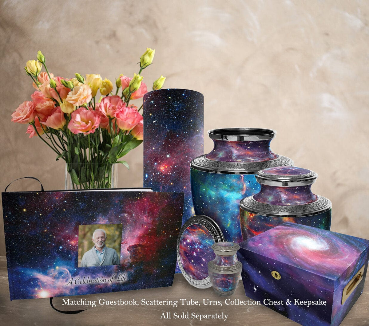 Commemorative Cremation Urns Limited Edition Crystal Galaxy with Genuine Amethyst and Quartz Memorial Collection Chest Cremation Urn