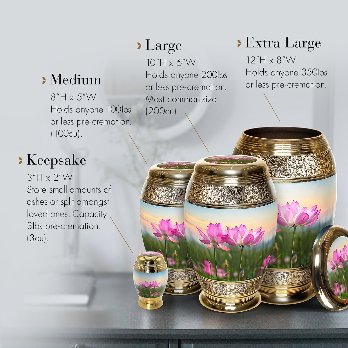 Commemorative Cremation Urns Lotus Tranquility Cremation Urn