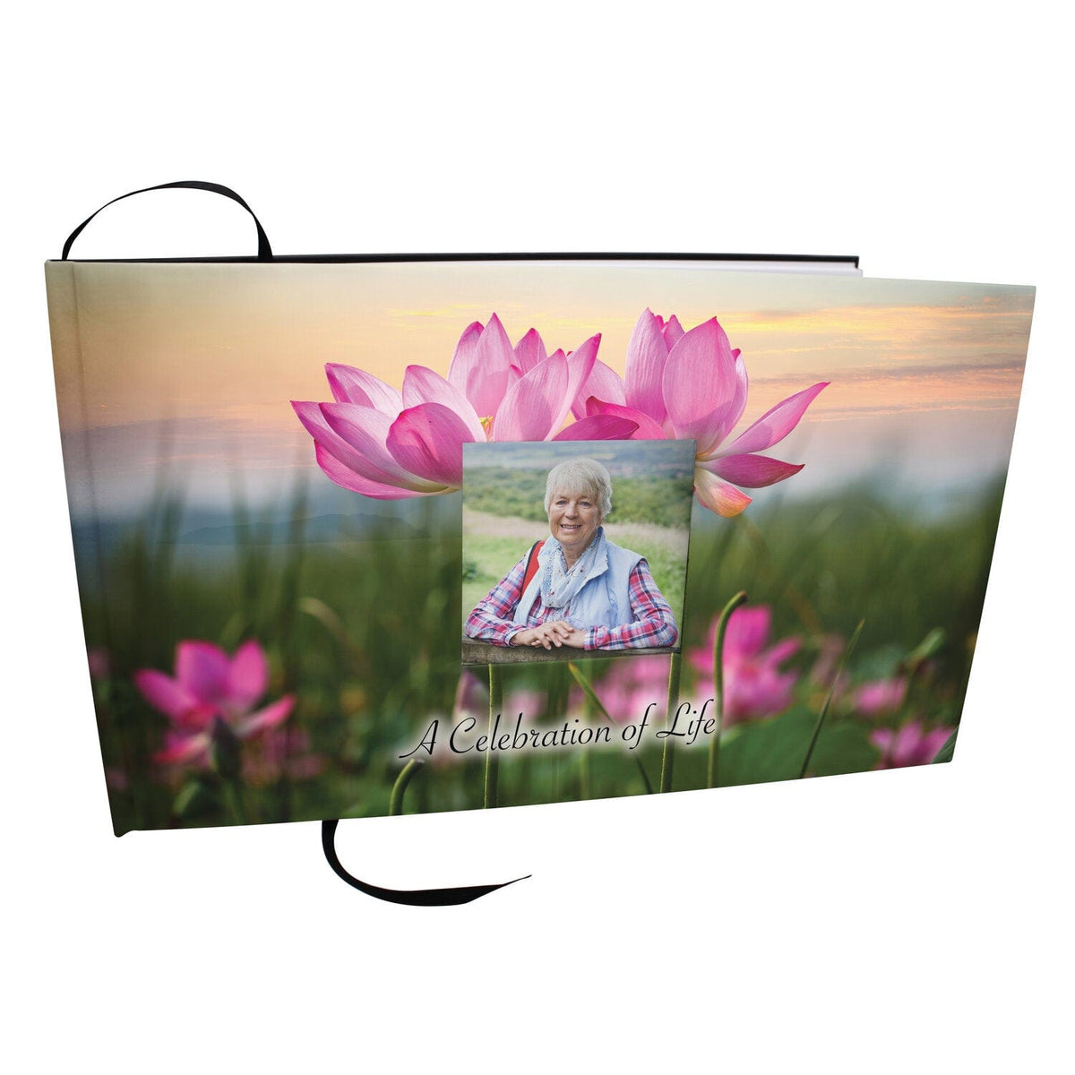 Commemorative Cremation Urns Lotus Tranquility Matching Themed &#39;Celebration of Life&#39; Guest Book for Funeral or Memorial Service