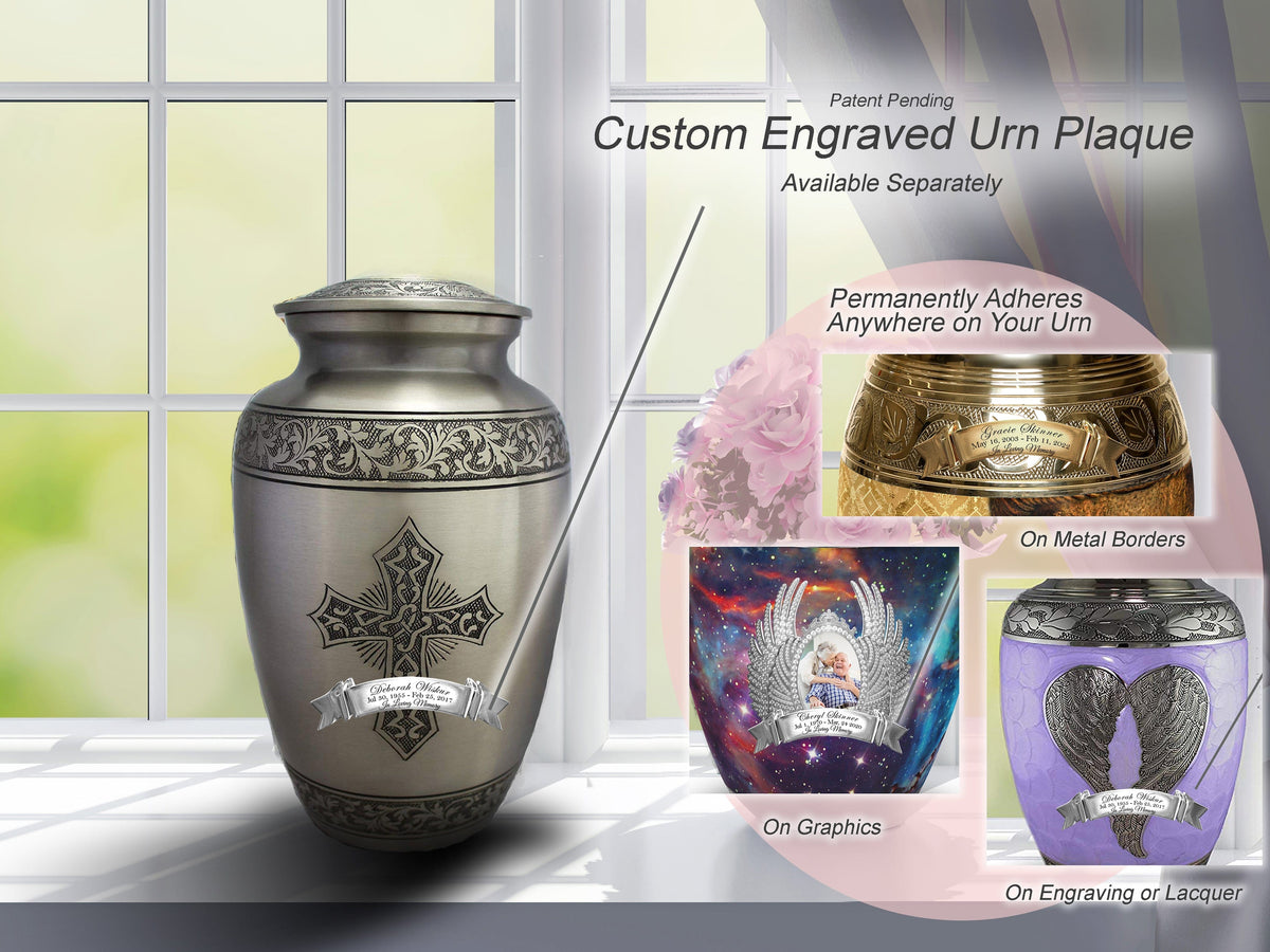 Commemorative Cremation Urns Love of Christ Silver Cross Cremation Urns